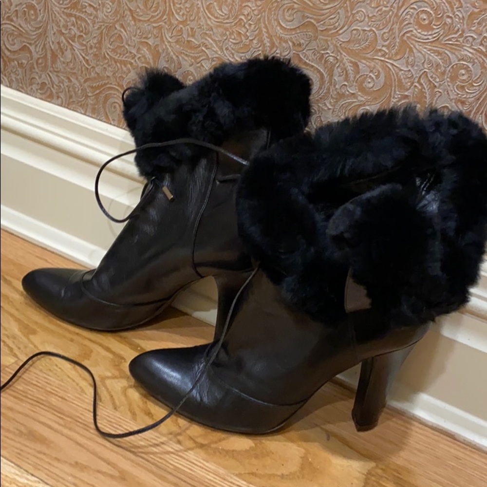 Marc Jacobs leather booties with real fur 36